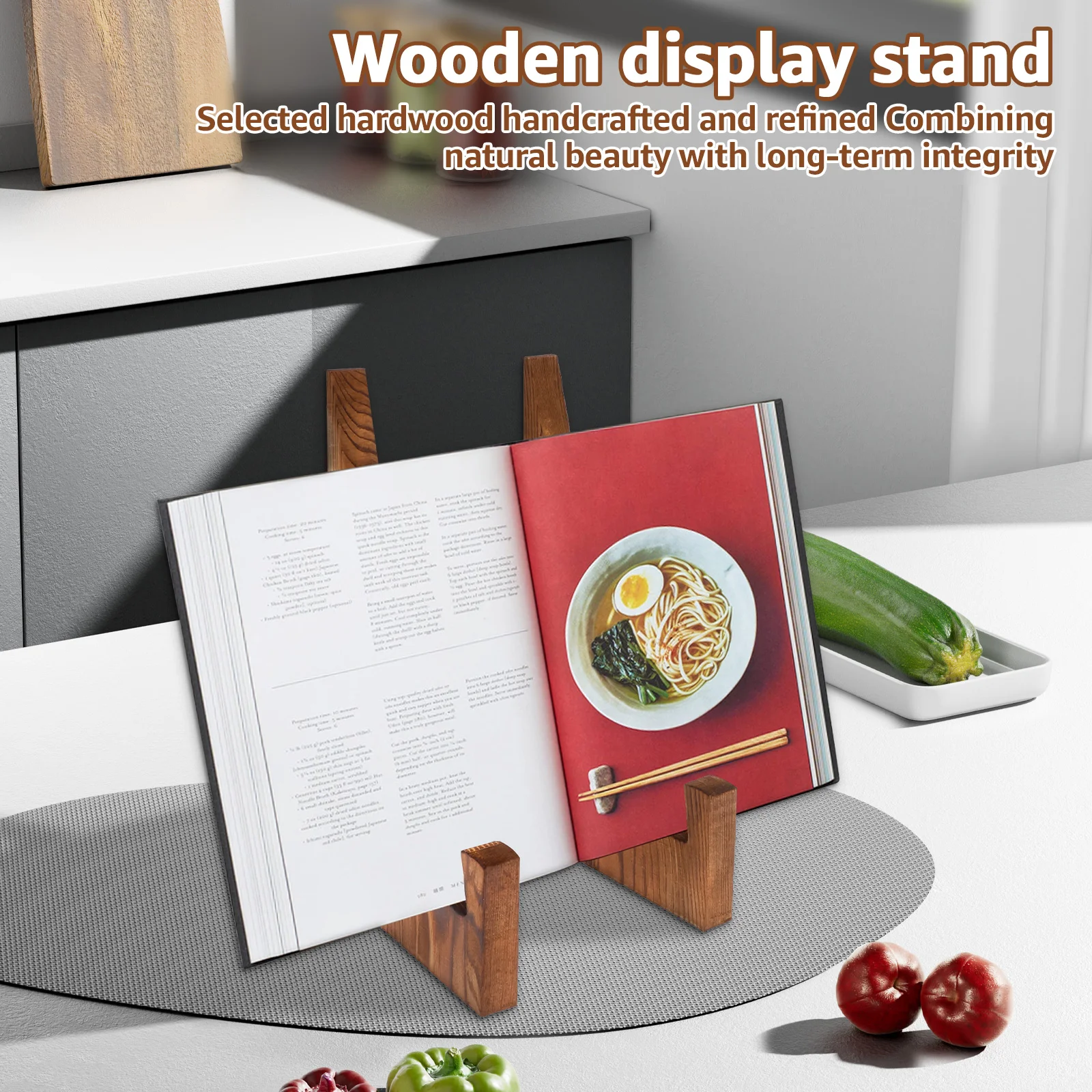 나무 접시 스탠드 데스크탑 레시피 북 디스플레이 CD  - Engraved Wood Frame 리뷰 및 가격